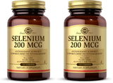 Solgar Selenium 200 μg – comprimés dans une boîte, soutien potentiel des défenses antioxydantes.