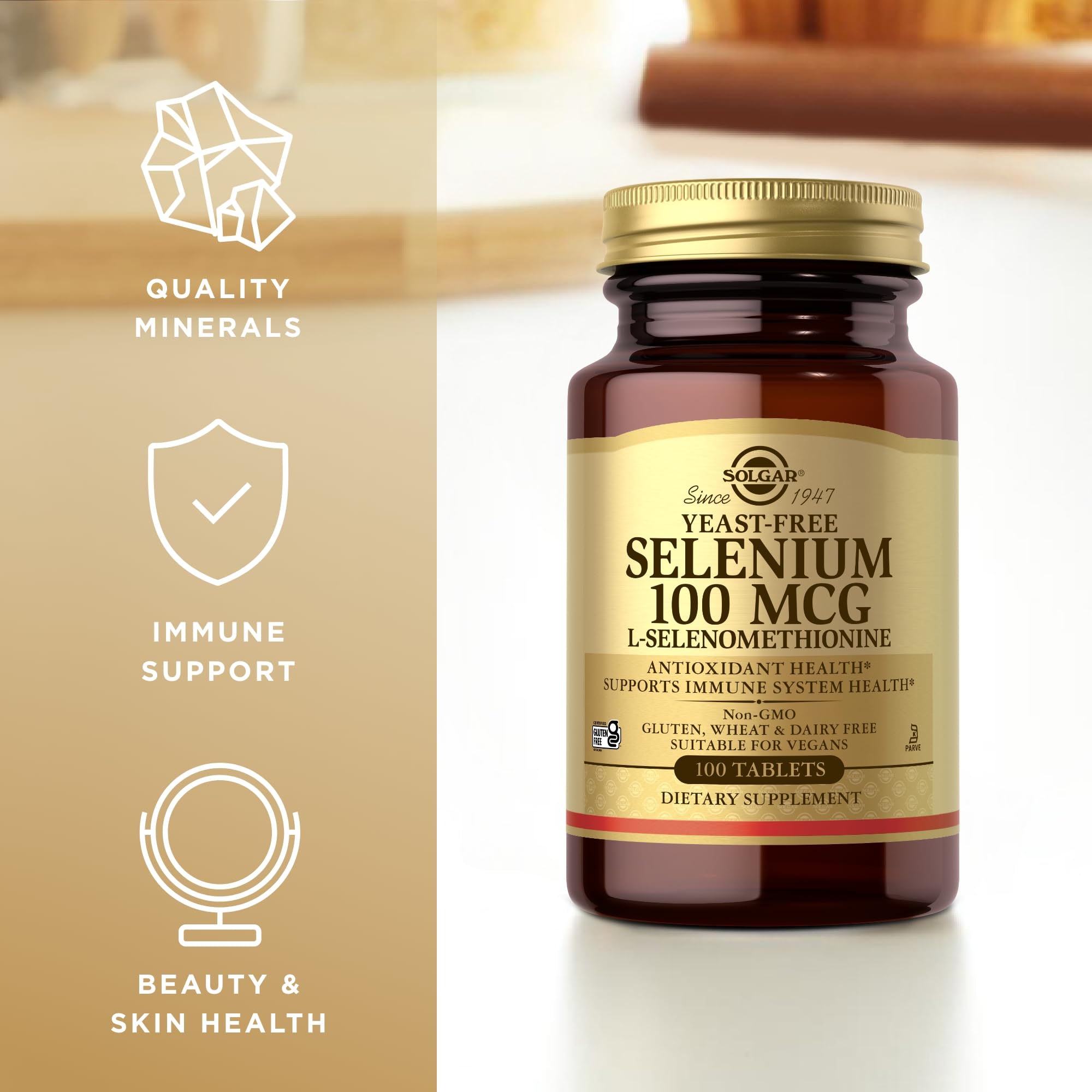 Formule L-sélénométhionine de Solgar, minéral essentiel dans les compléments.