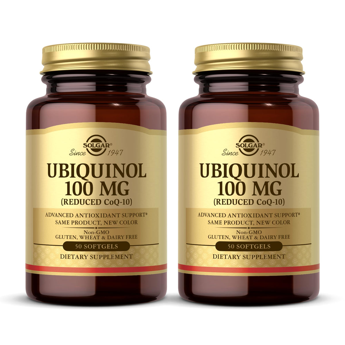 Solgar Ubiquinol 100 mg – capsules molles dans une bouteille, potentiel antioxydant.