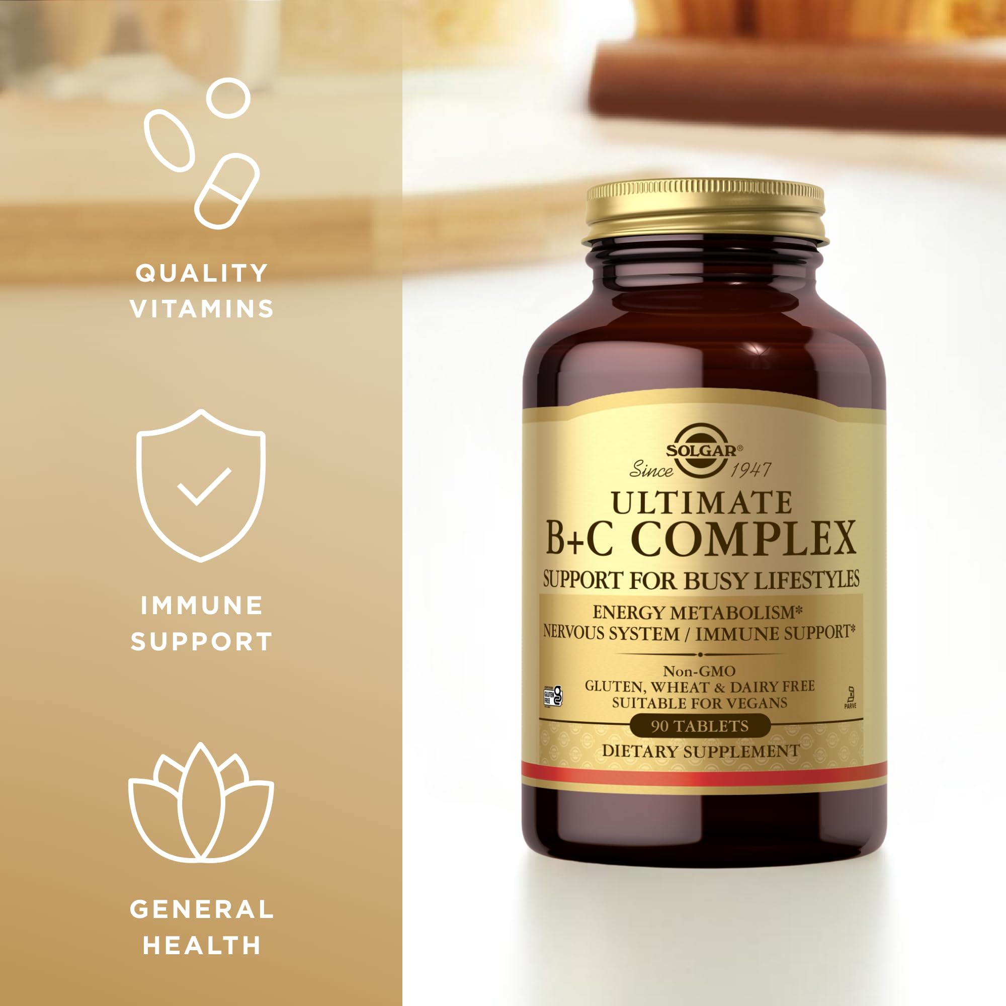 Solgar Ultimate B+C Complex, dose quotidienne simple à prendre.