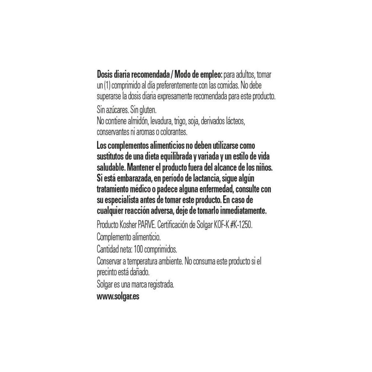 Solgar Vitamine B12 100ug – emballage indiquant vegan et sans gluten.