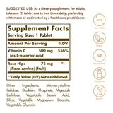 Solgar vitamine C 500 mg avec cynorrhodon, comprimés vegan, usage quotidien recommandé.
