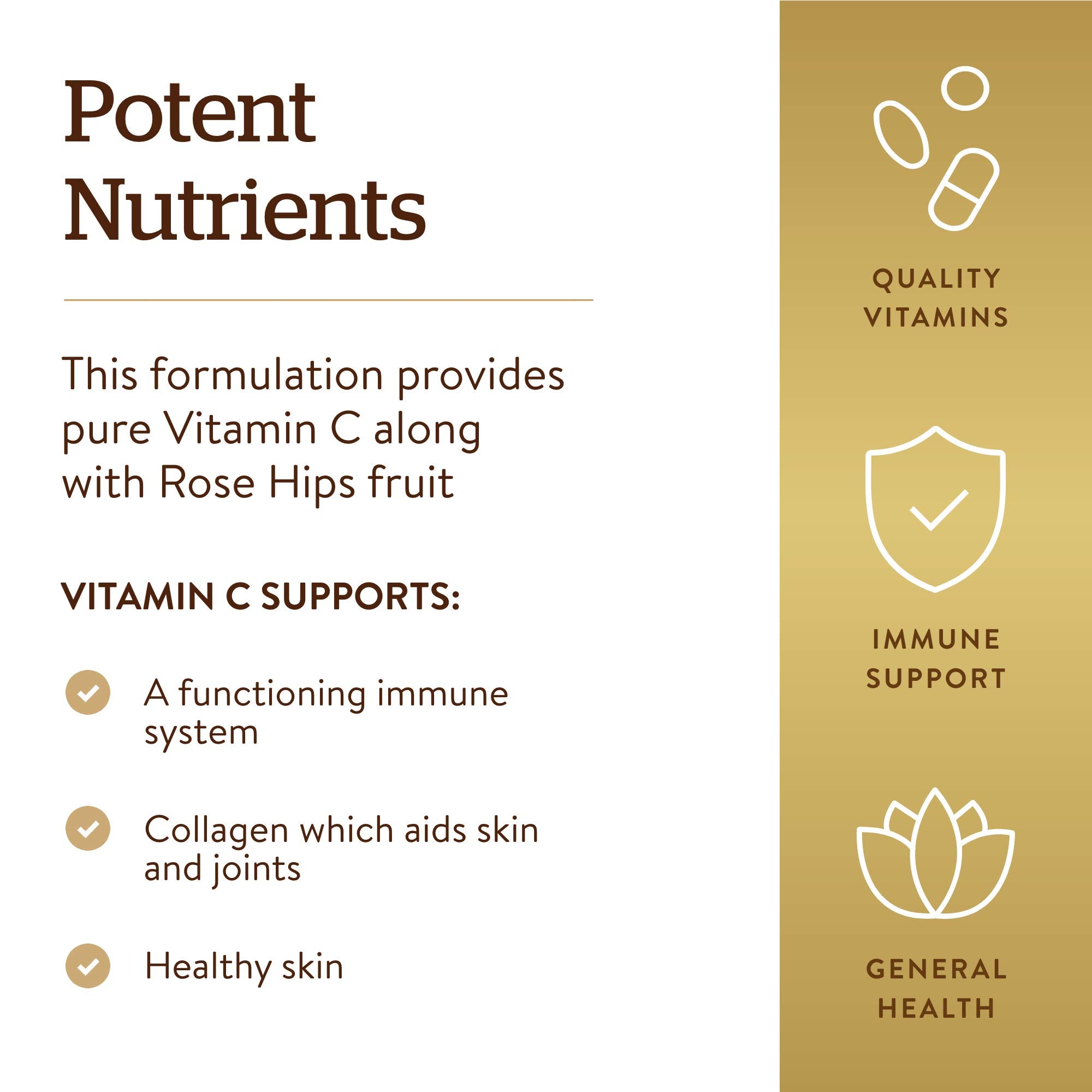 Solgar vitamine C 500 mg avec cynorrhodon, non-OGM, qualité éprouvée.