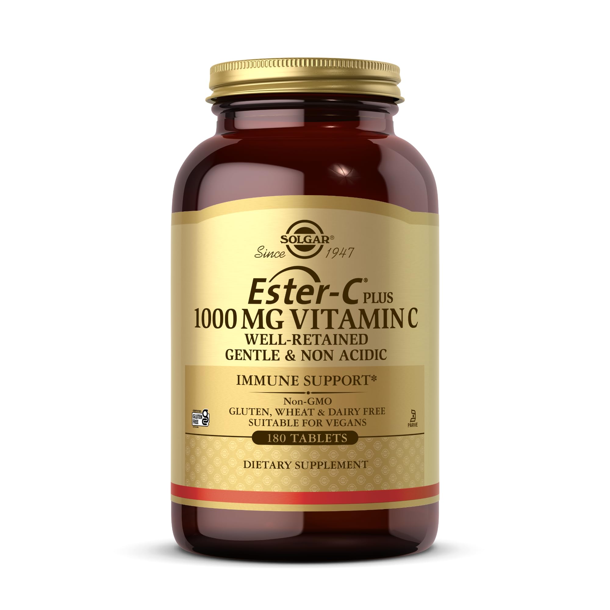 Solgar Vitamine C Ester-C Plus bouteille: douceur pour l’estomac et usage quotidien.
