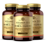 Solgar vitamine D3 10 000 UI — gélules en bouteille, absorption potentielle