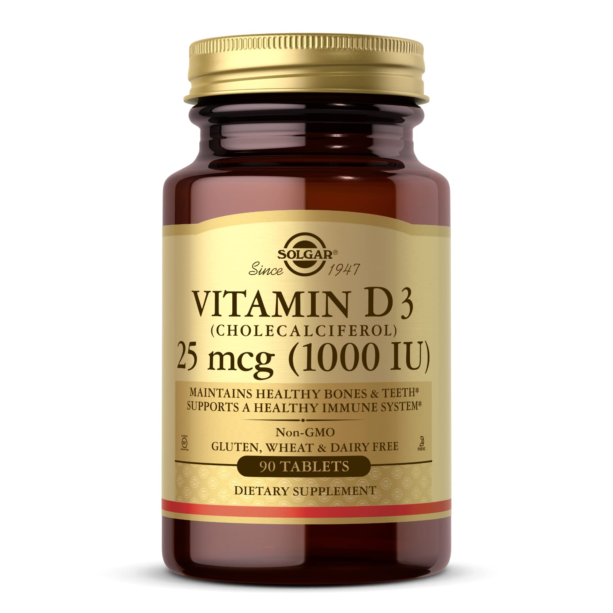 Solgar Vitamine D3, emballage pratique pour soutenir les os et l’immunité.