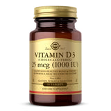 Solgar Vitamine D3, emballage pratique pour soutenir les os et l’immunité.