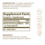 Solgar Vitamine D3 capsules oranges faciles à avaler pour labsorption du calcium