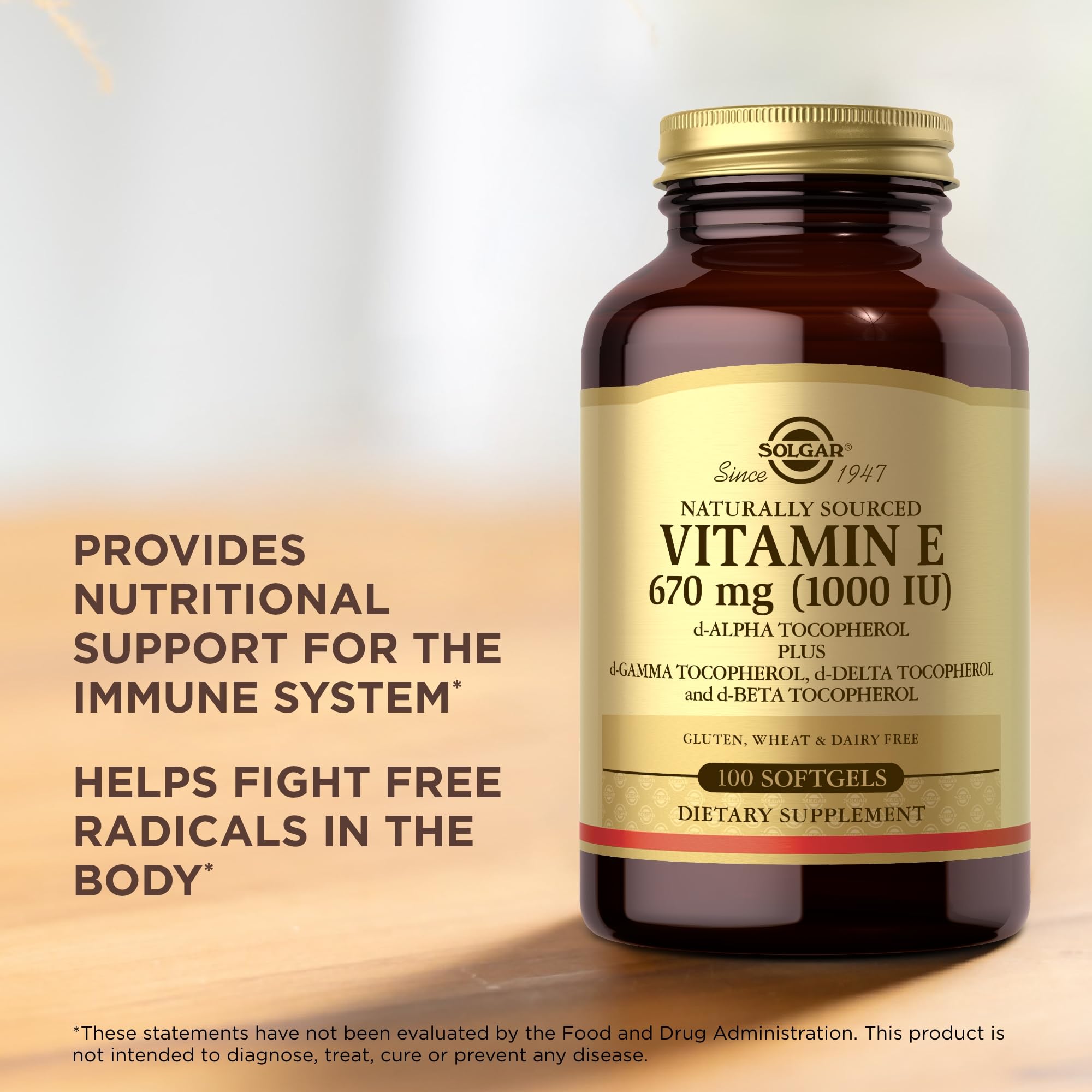 Solgar Vitamine E 670 mg: formulation huileuse favorisant l’absorption des tocophérols.