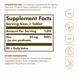 Solgar Zinc Picolinate etiquette, informations claires sur le dosage