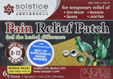 Solstice Pain Relief Patch sur l'emballage, pratique pour usage quotidien.