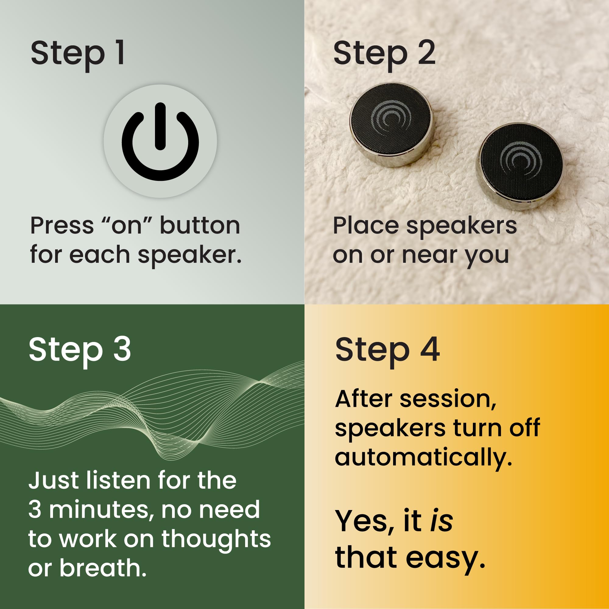 Solu n.o.w. Tone Therapy : pratique de pleine conscience rapide en trois minutes.