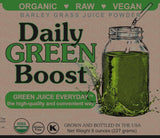 Étiquette Daily Green Boost sur emballage ambré.