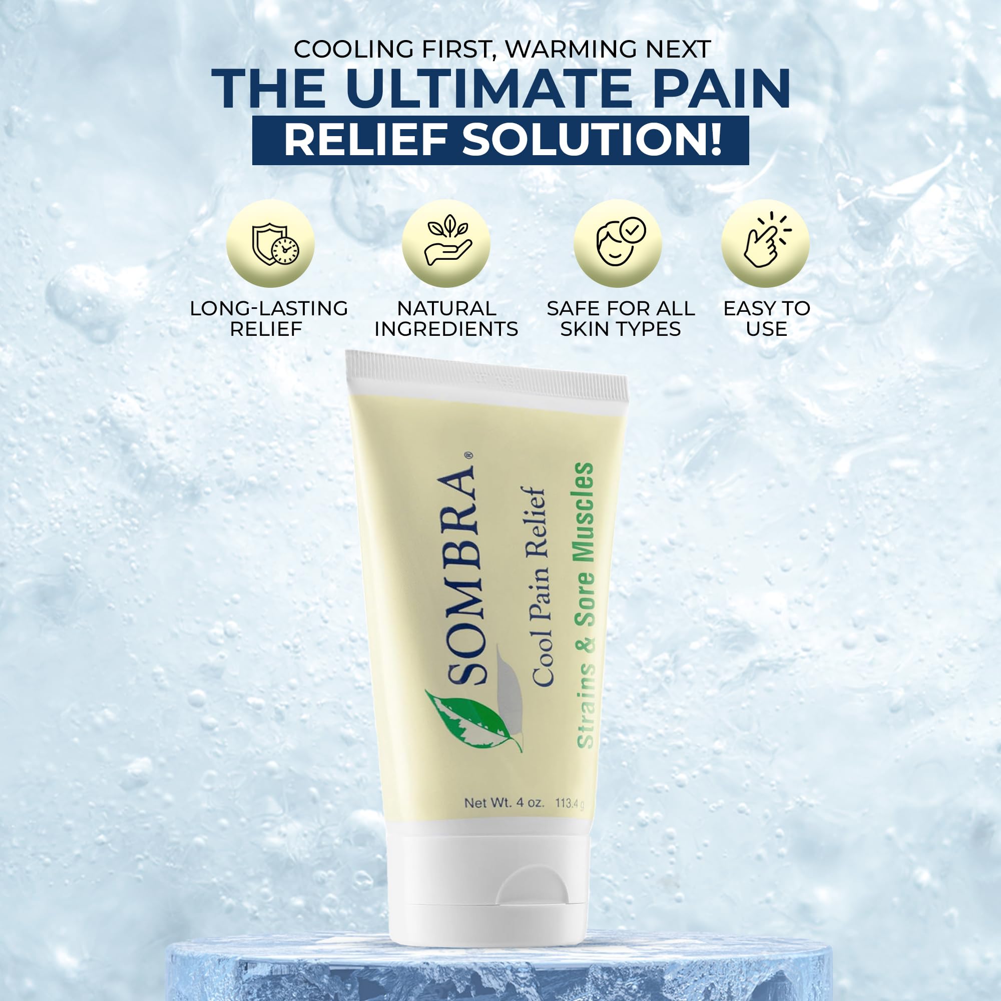 Sombra Original Gel Froid, absorption rapide, pénètre sans résidu gras après application.
