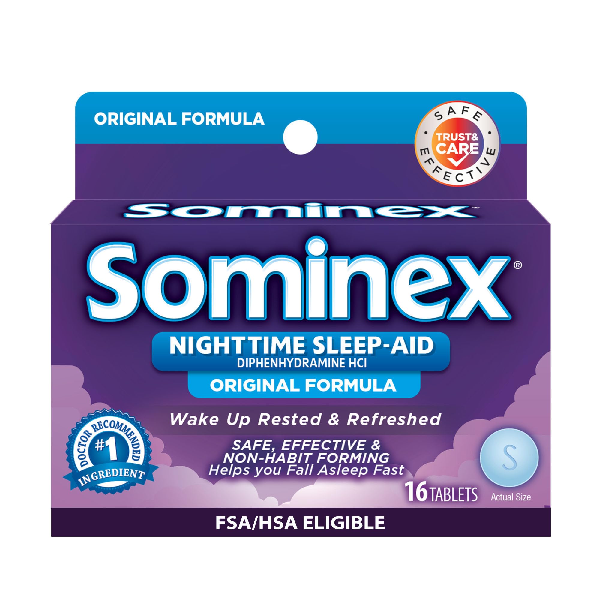 Sominex boîte 16 comprimés: sommeil rapide et réveil frais