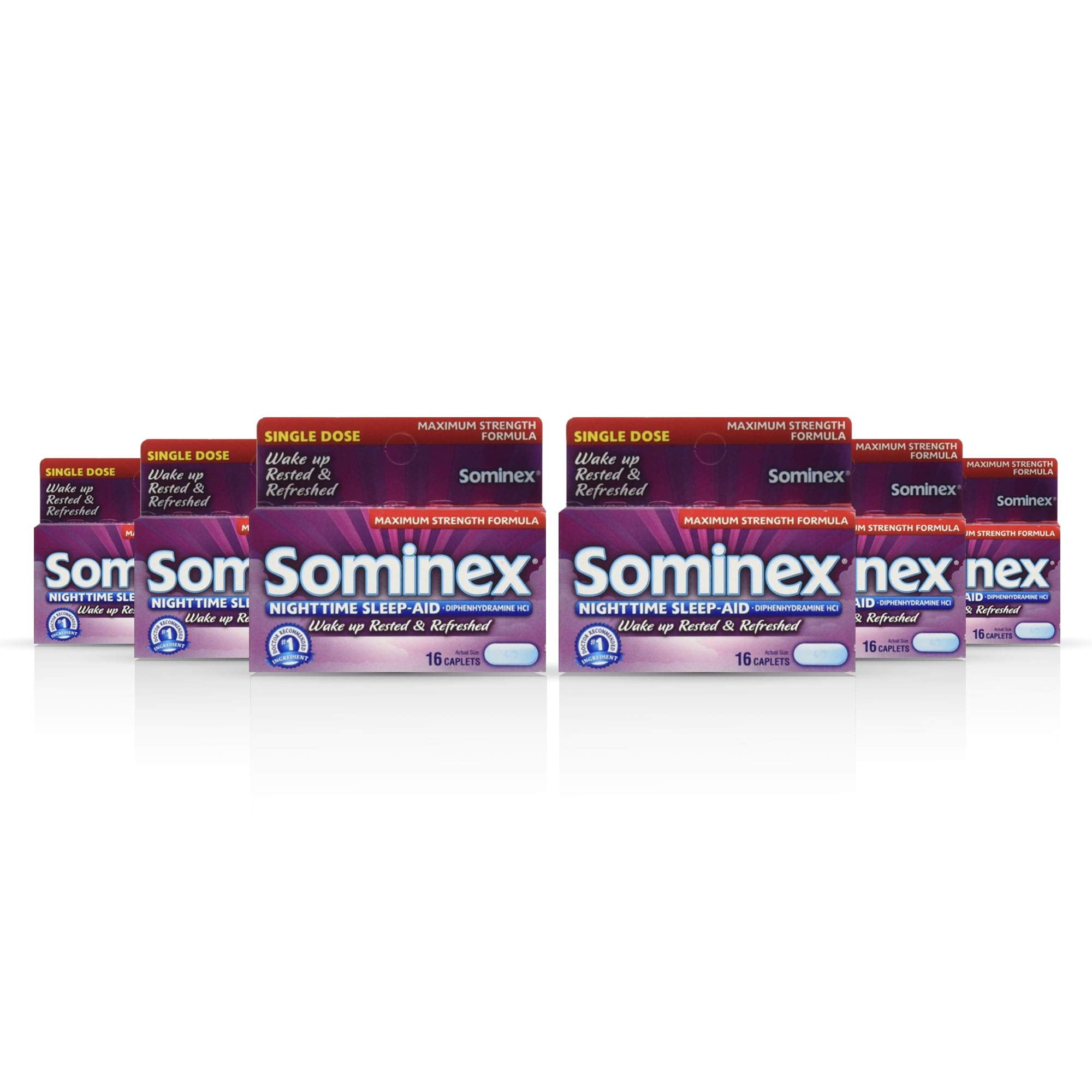 Sominex, bouteille-tablettes-nuit: utilisation nocturne possible pour le repos occasionnel.