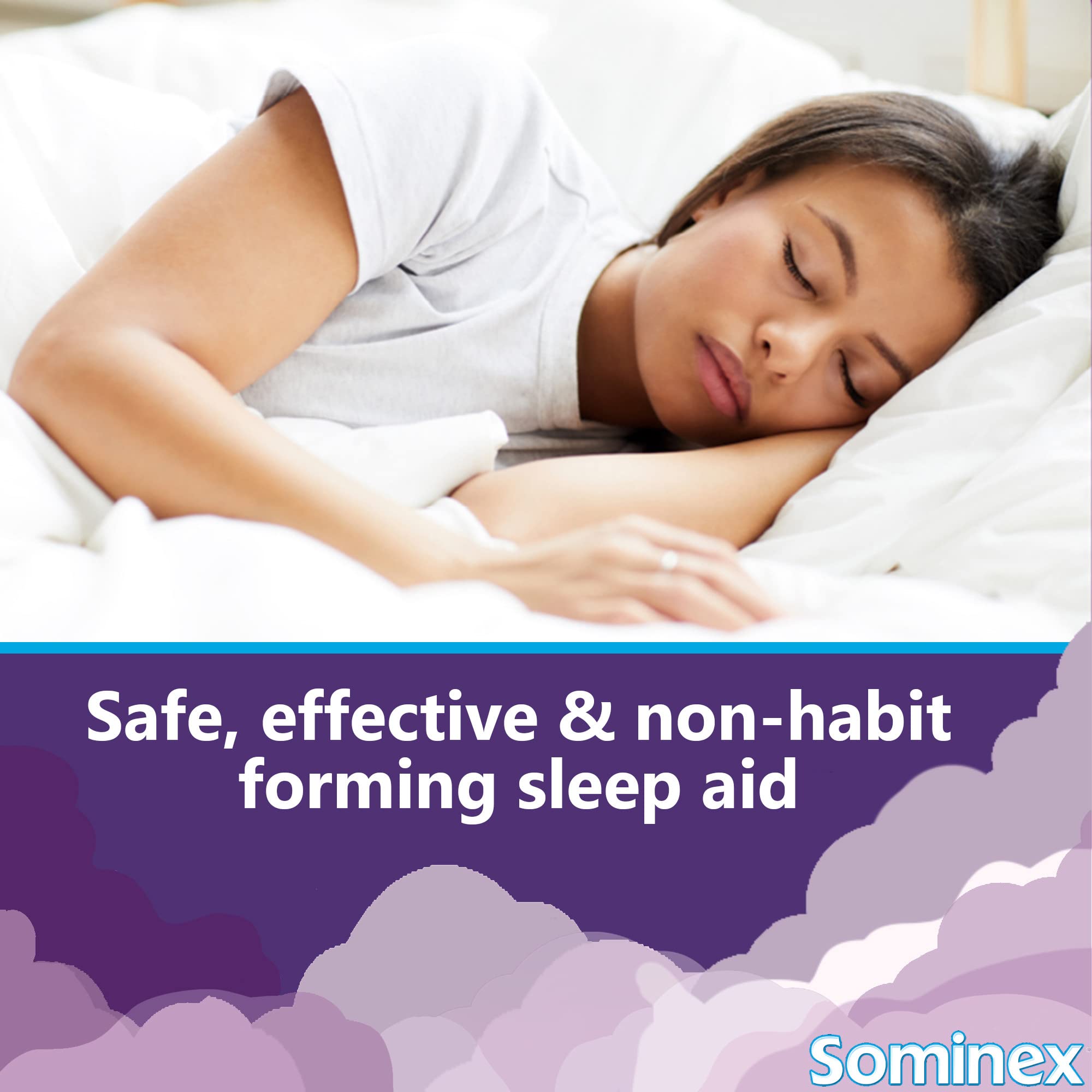 Sominex, comprimé unique favorisant un sommeil rapide et réparateur.