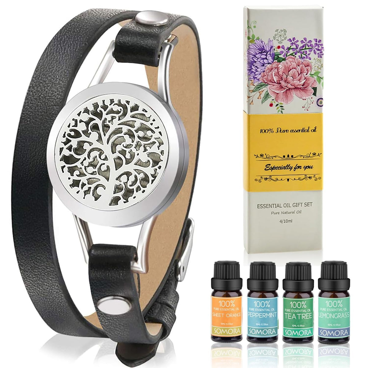 SOMORA bracelet-diffuseur noir: accessoire chic pour diffuser des arômes au quotidien.