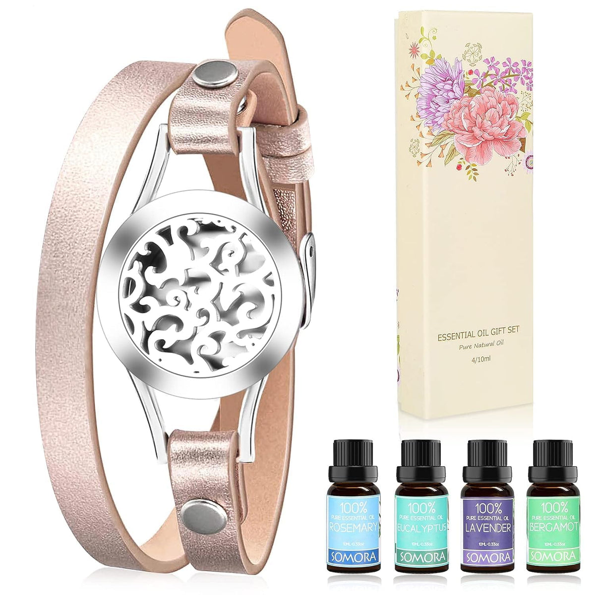 Bracelet-diffuseur SOMORA avec motif floral: diffusion légère au quotidien.
