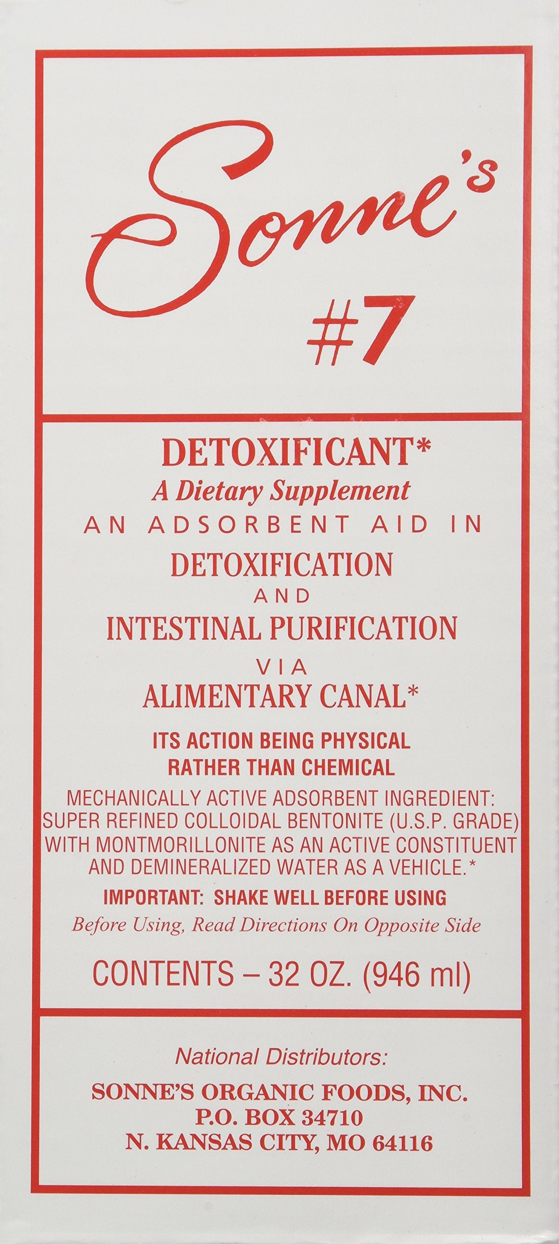 Sonne's Bentonite No 7, bouteille 32 oz, usage quotidien possible.