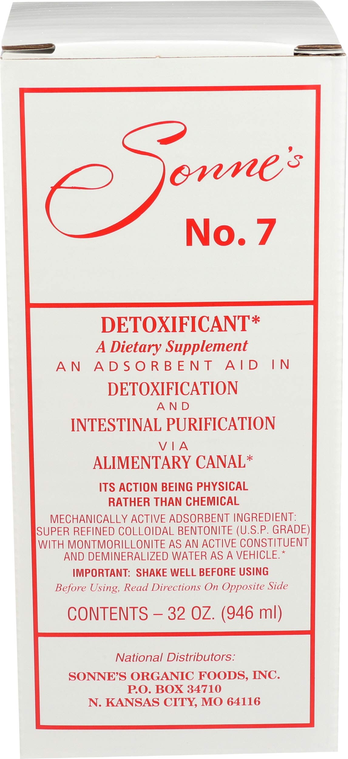 Sonne's No. 7 Détoxification bouteille recto: dosage quotidien pratique.