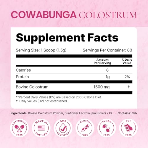 SonoHealth Cowabunga Colostrum – Conditionnement-purete: colostrum pur et inchangé.