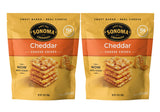Sonoma Creamery Crisps cheddar, emballage double, snack croustillant et riche en protéines.