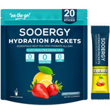 Sooergy: boîte de sachets électrolytes goût citron-fraise pour réhydrater sans sucre.