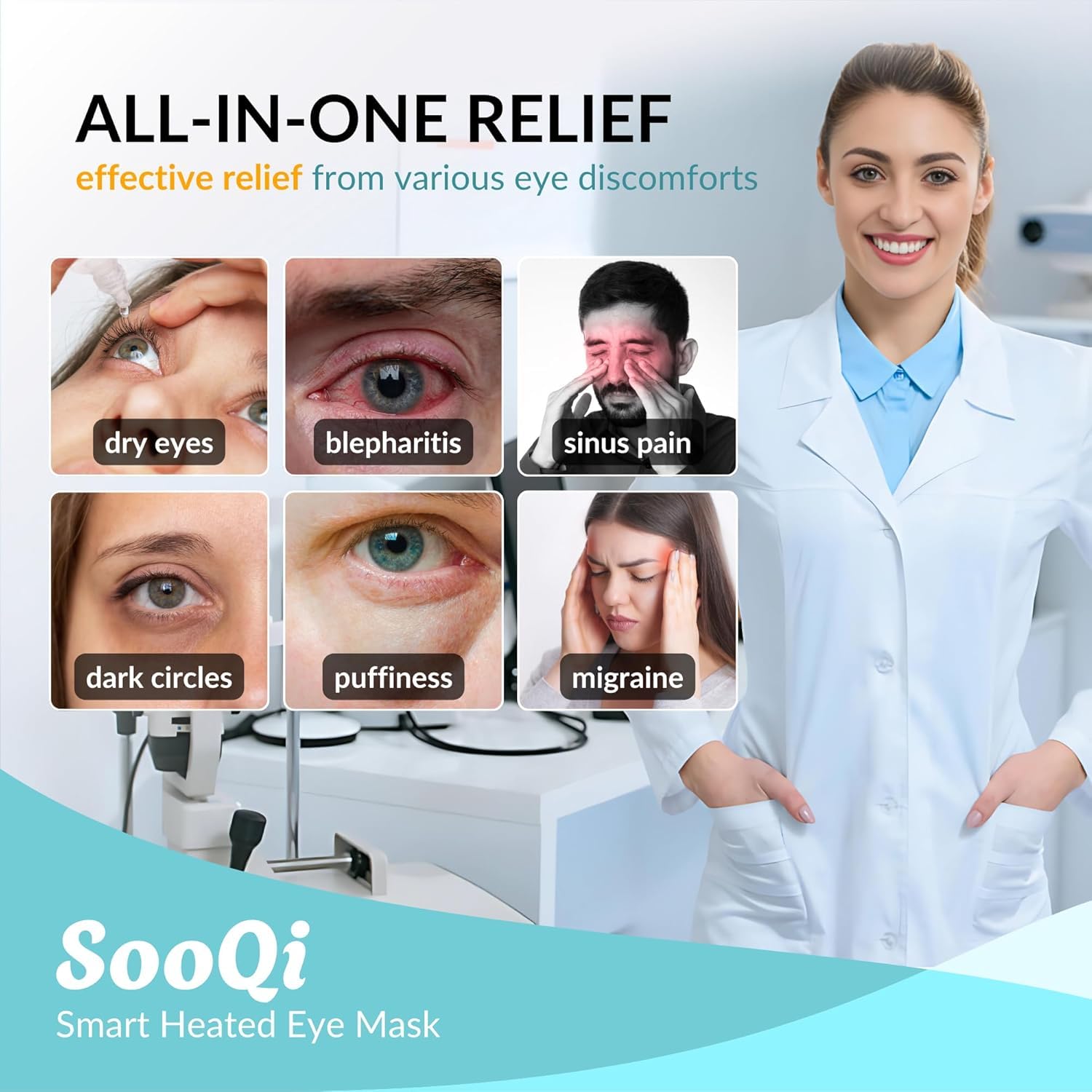 SooQi Masque Yeux Chauffant 2026, vue arrière, confort et chaleur répartis