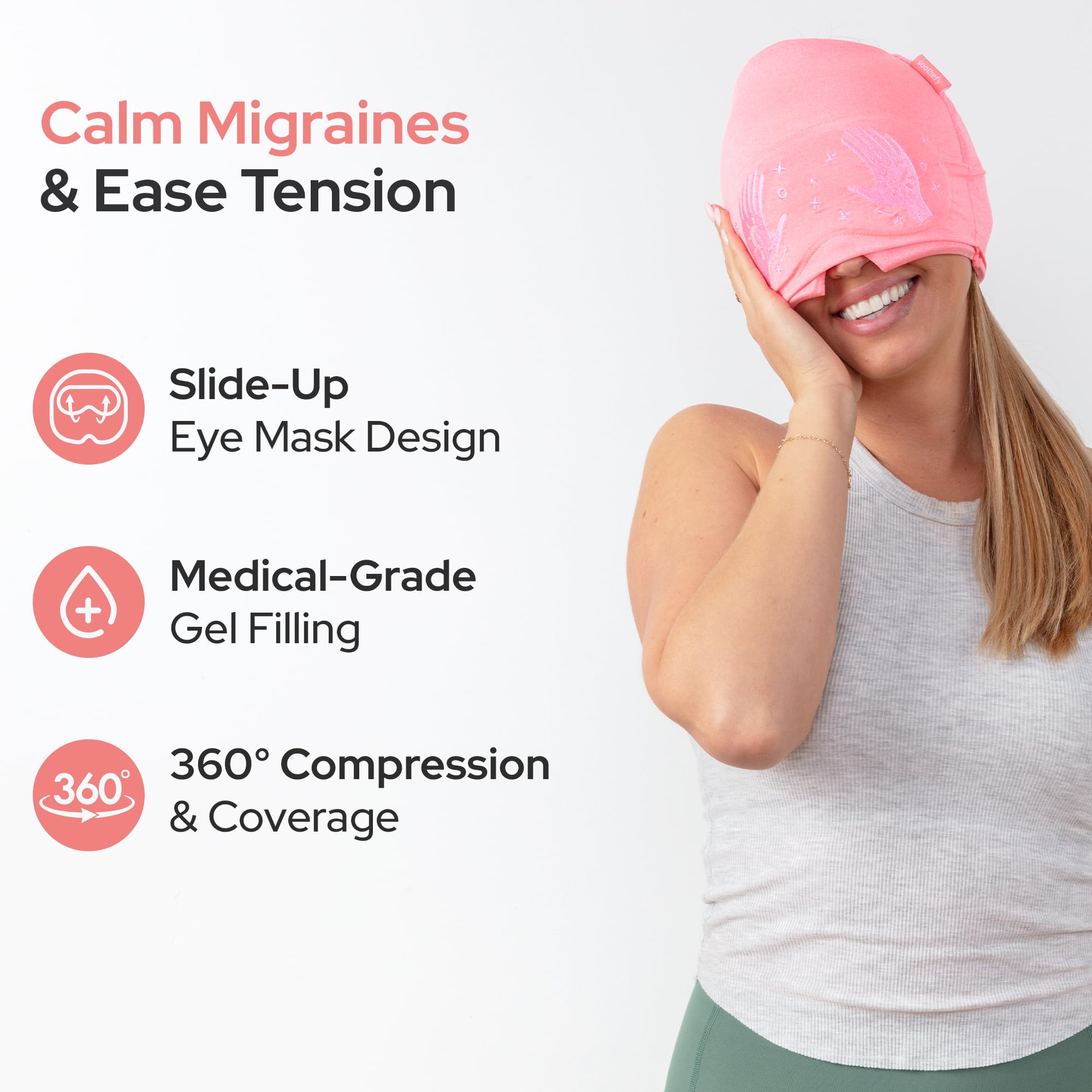 Soothefy Migraine Cap – masque yeux basculé pour repos et focus