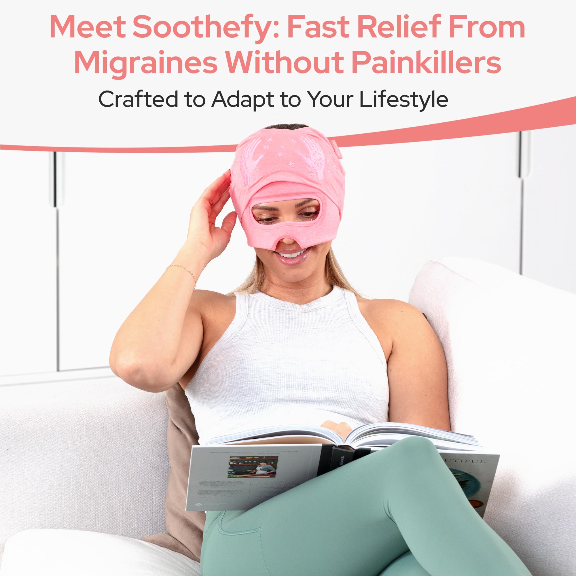 Soothefy Migraine Cap avec masque yeux intégré, bloque la lumière pour concentration