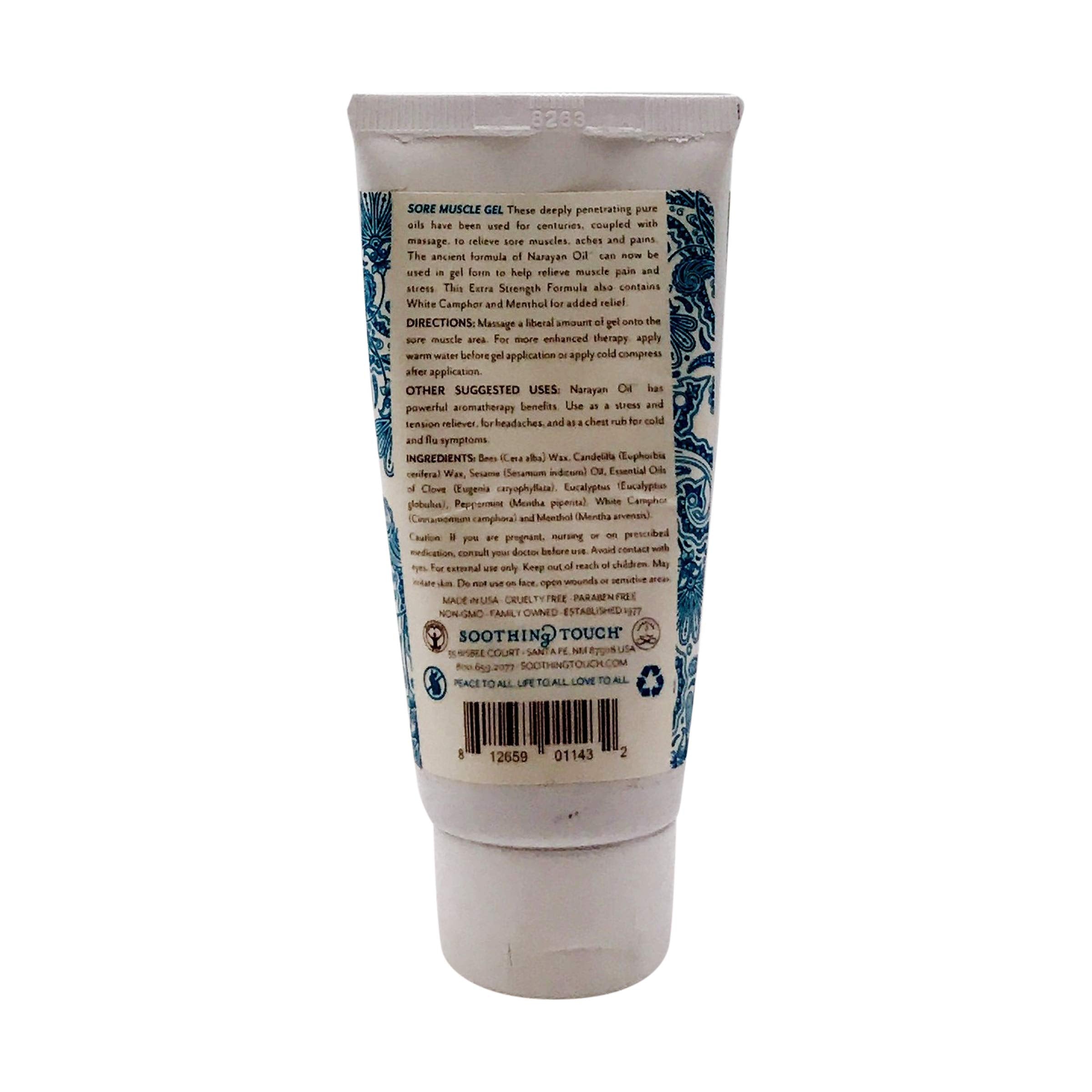 Narayan Gel Soothing Touch, application lors d’un massage thérapeutique pour soulager les tensions musculaires.