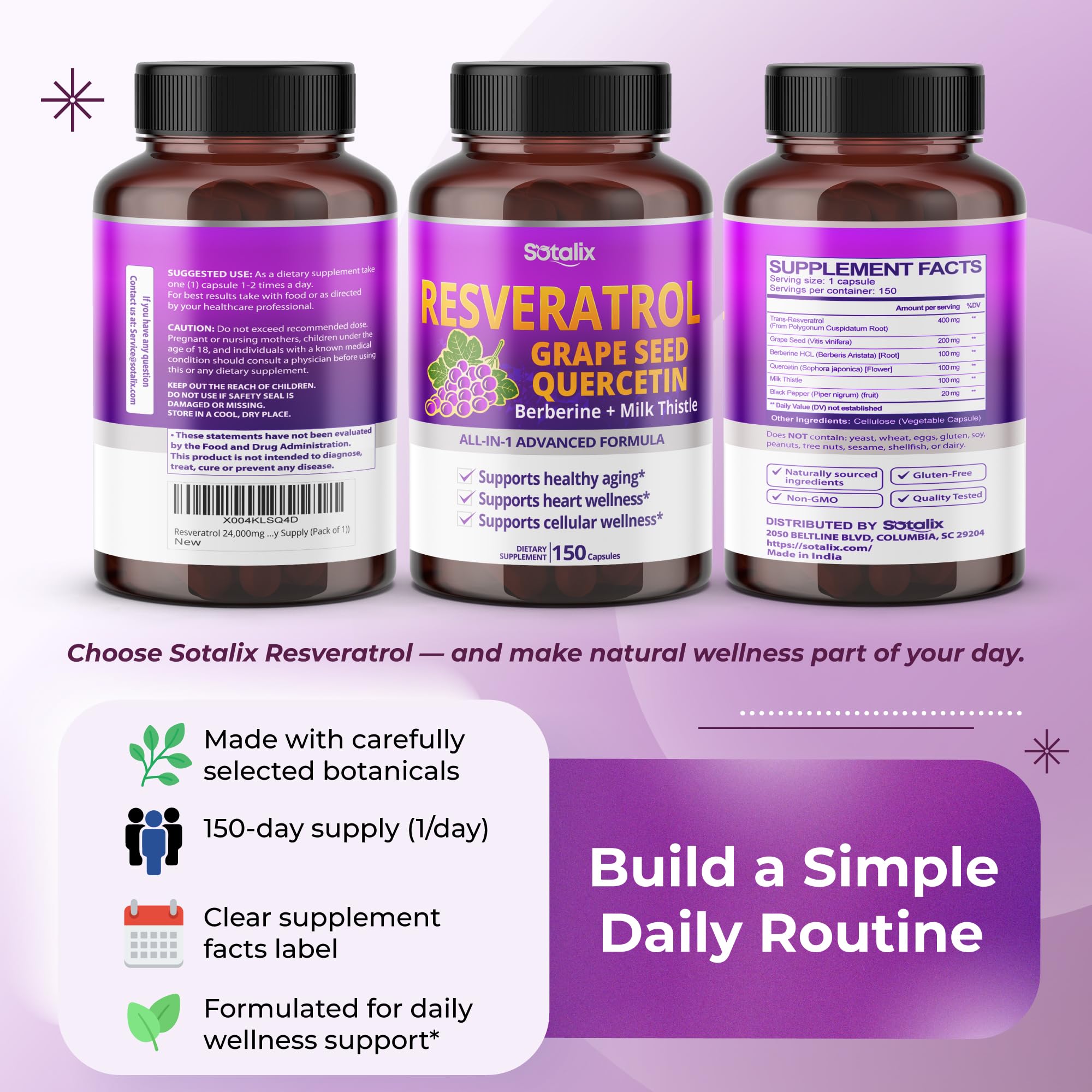 Sotalix Resveratrol - source naturelle d'antioxydants pour la routine beauté et énergie.