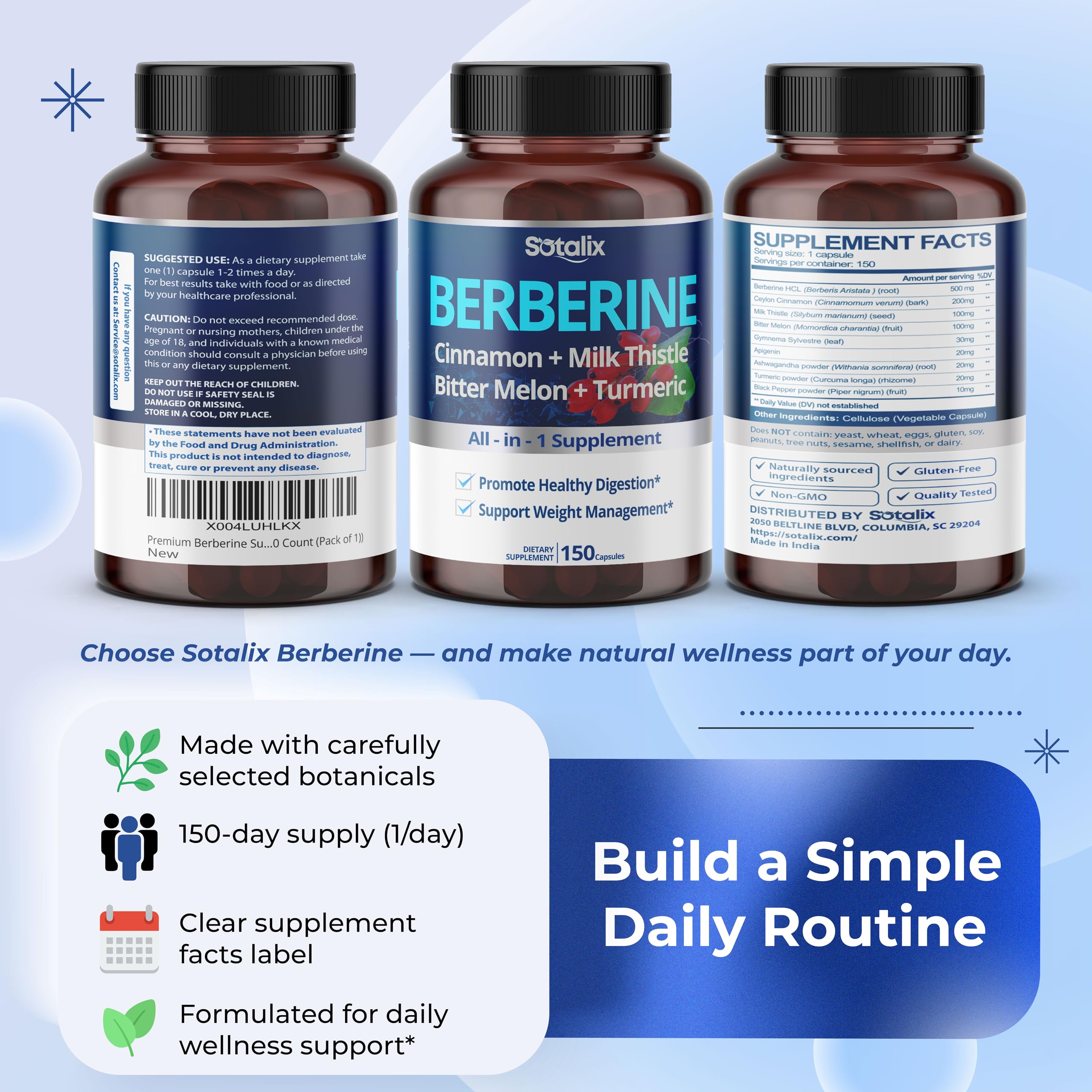 Sotalix 150 capsules: emballage pratique pour plusieurs mois.
