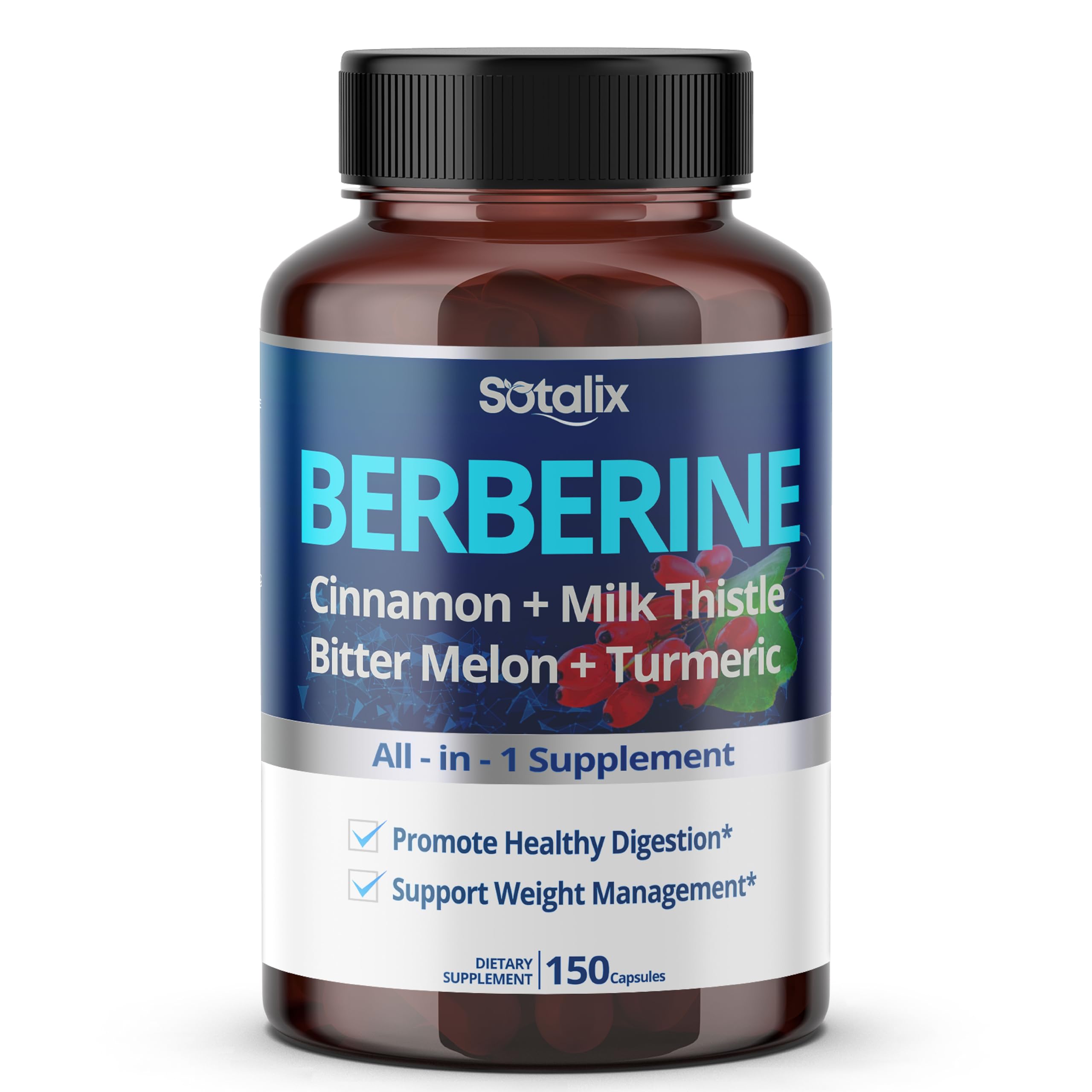 Sotalix Berberine bouteille: soutien potentiel du métabolisme et du bien-être.