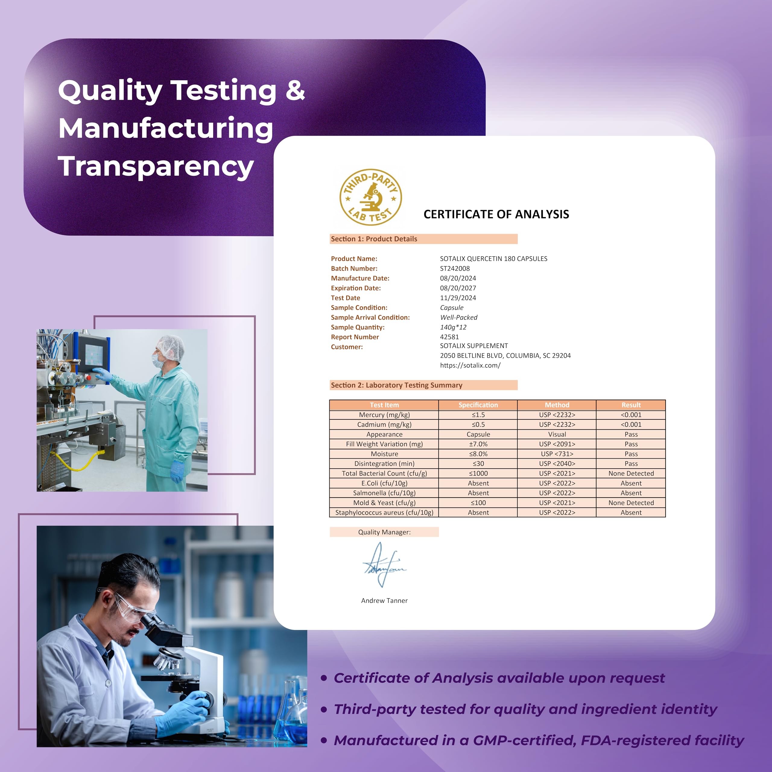 Sotalix Labo GMP - qualité certifiée et traçabilité