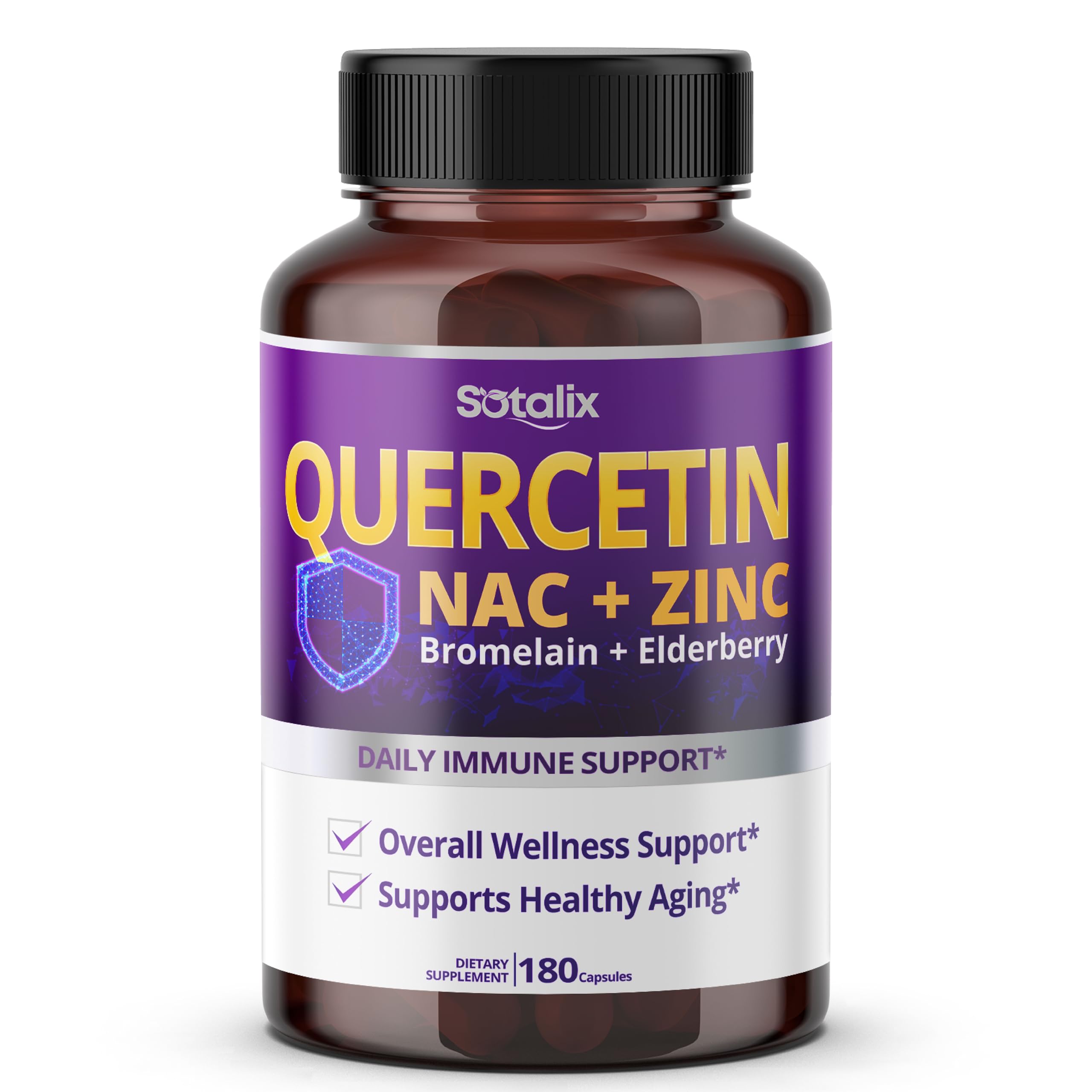 Sotalix Quercetine - bouteille et capsules; soutien immunitaire quotidien possible