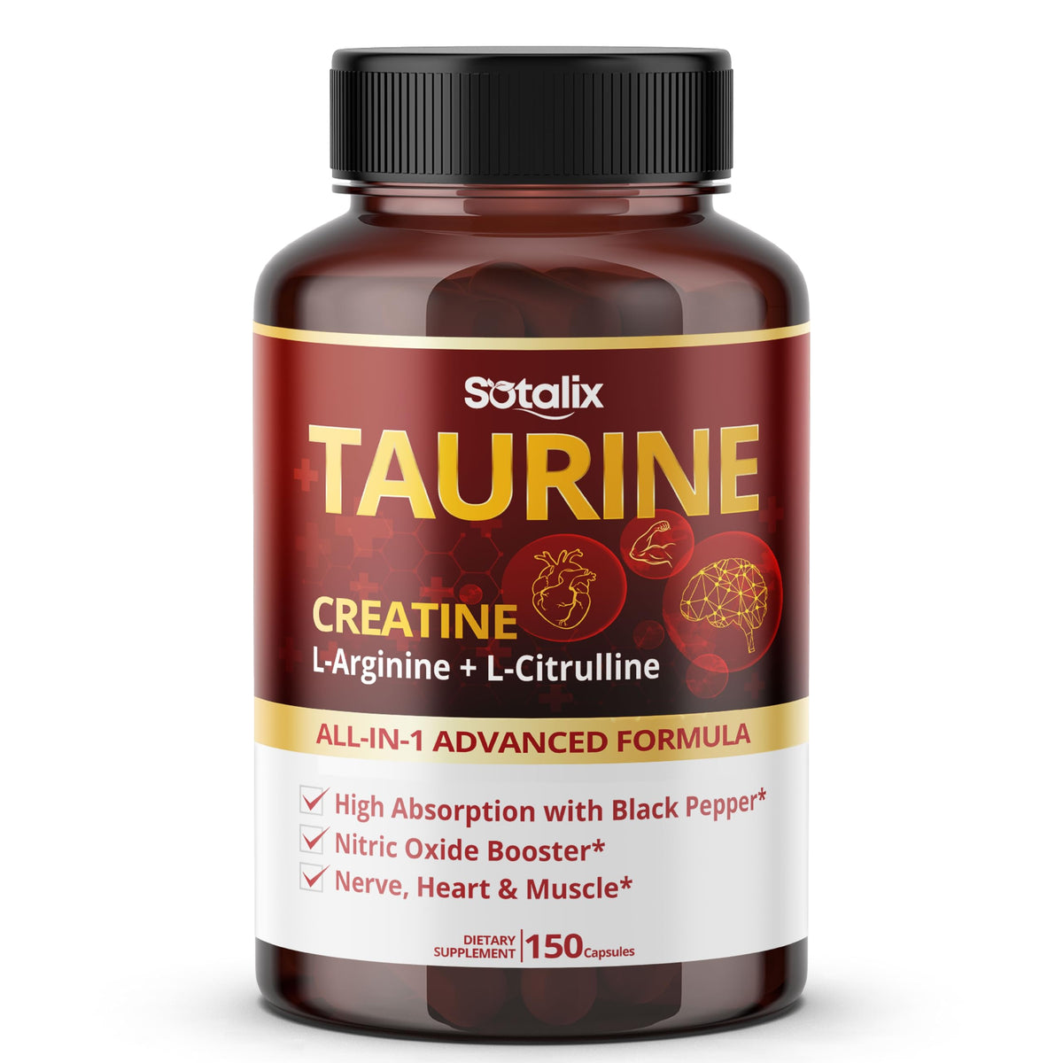 SOTALIX SUPPLEMENT Taurine et Créatine en capsule pour énergie lors de l’entraînement.
