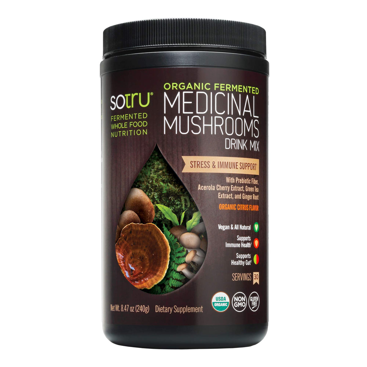 SOTRU poudre champignons dans la bouteille, usage quotidien pratique et agréable