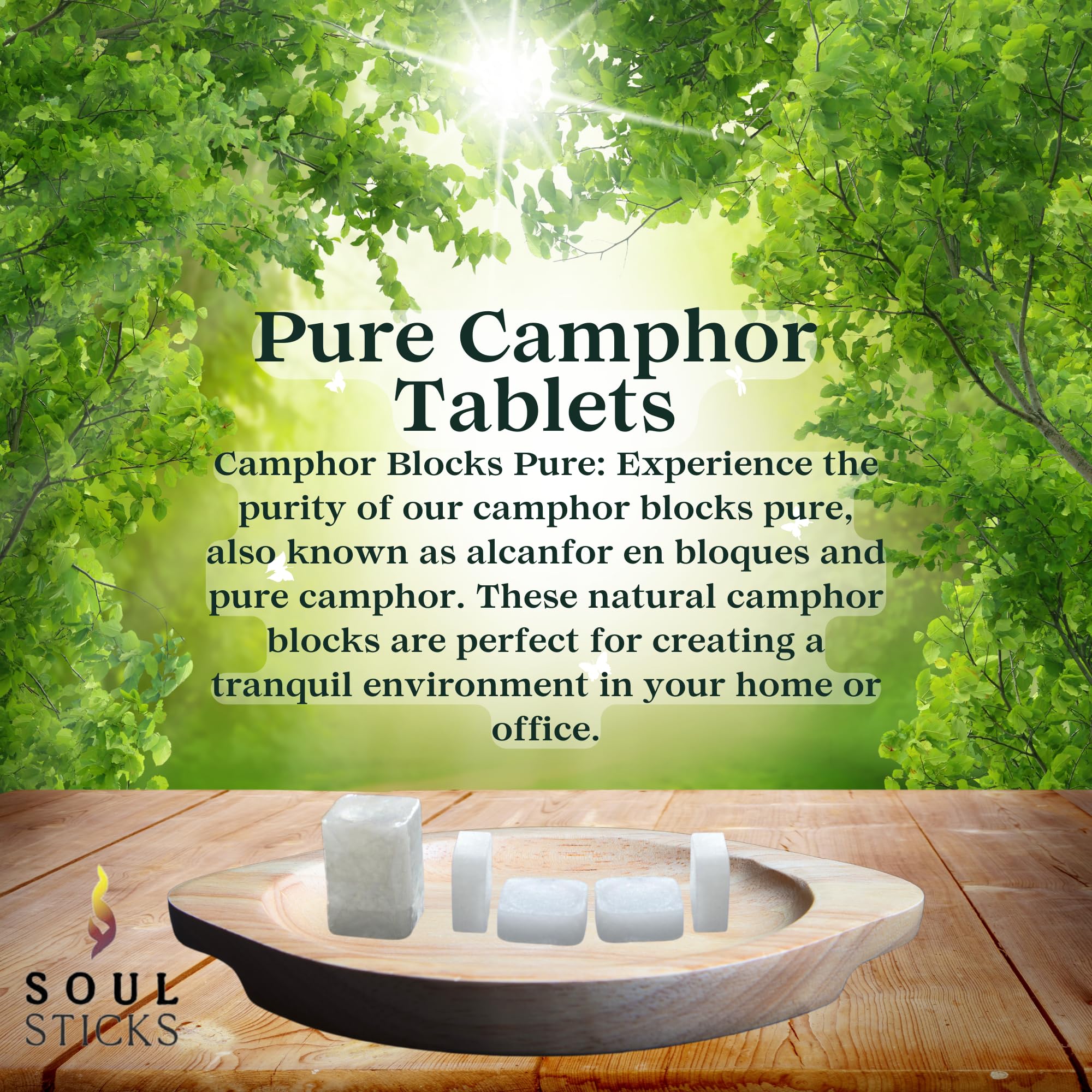 Soul Sticks cubes d'alcanfor – utilisations variées pour puja et purification.