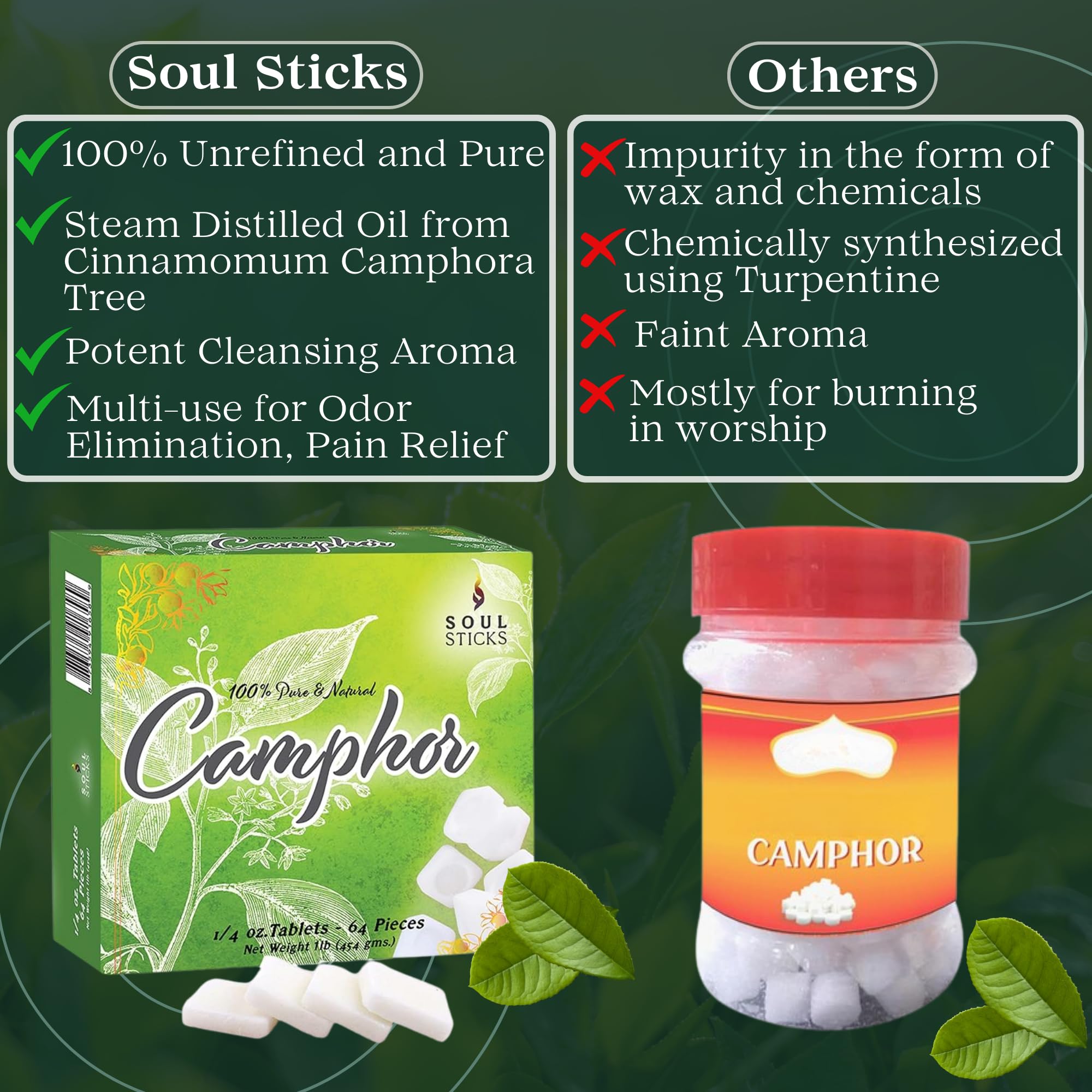Soul Sticks pastilles d'alcanfor pour puja – parfum précis et durable.