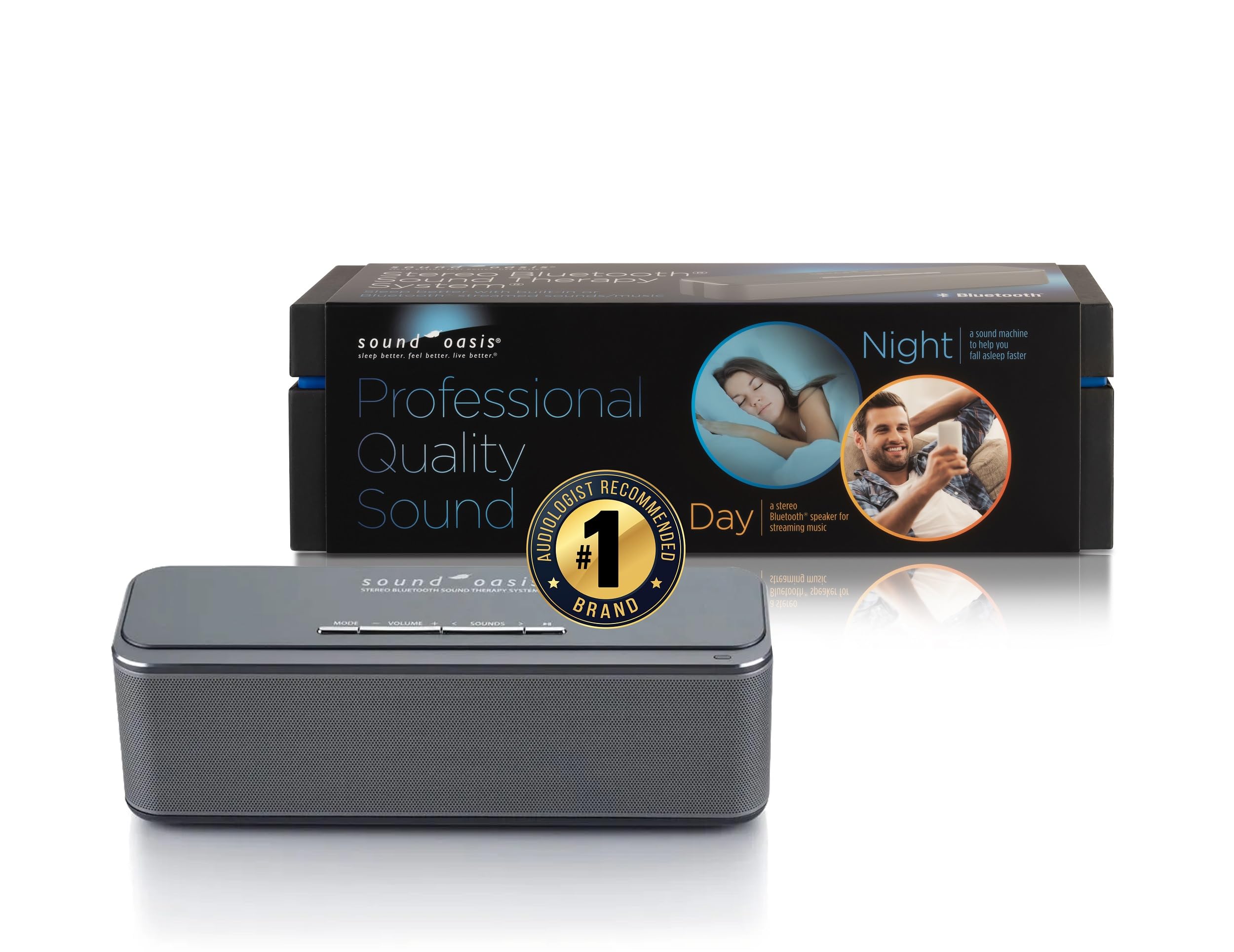 Sound Oasis système sonore stereo Bluetooth pour sommeil et relaxation.