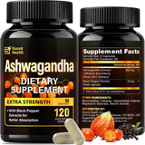 SoundHealth Ashwagandha – flacon de 120 capsules, pratique au quotidien.