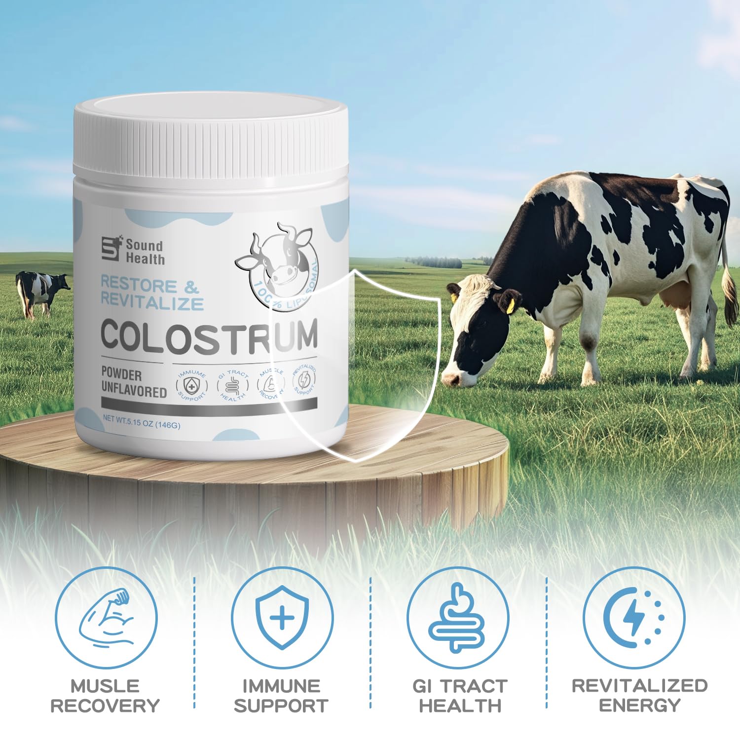SoundHealth Colostrum, poudre immunité, peut soutenir le système immunitaire