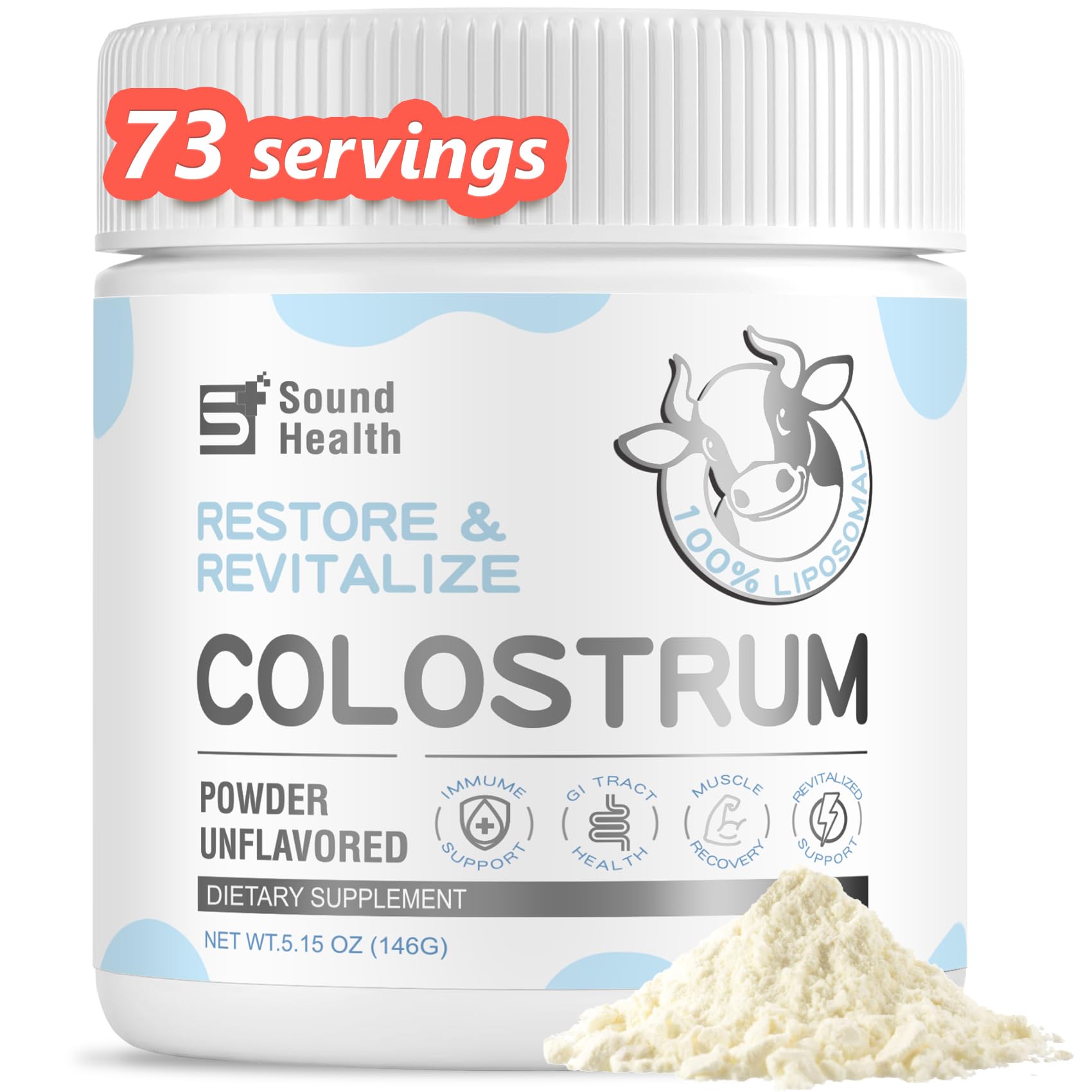 SoundHealth Colostrum, poudre santé intestinale, soutient naturellement le microbiote
