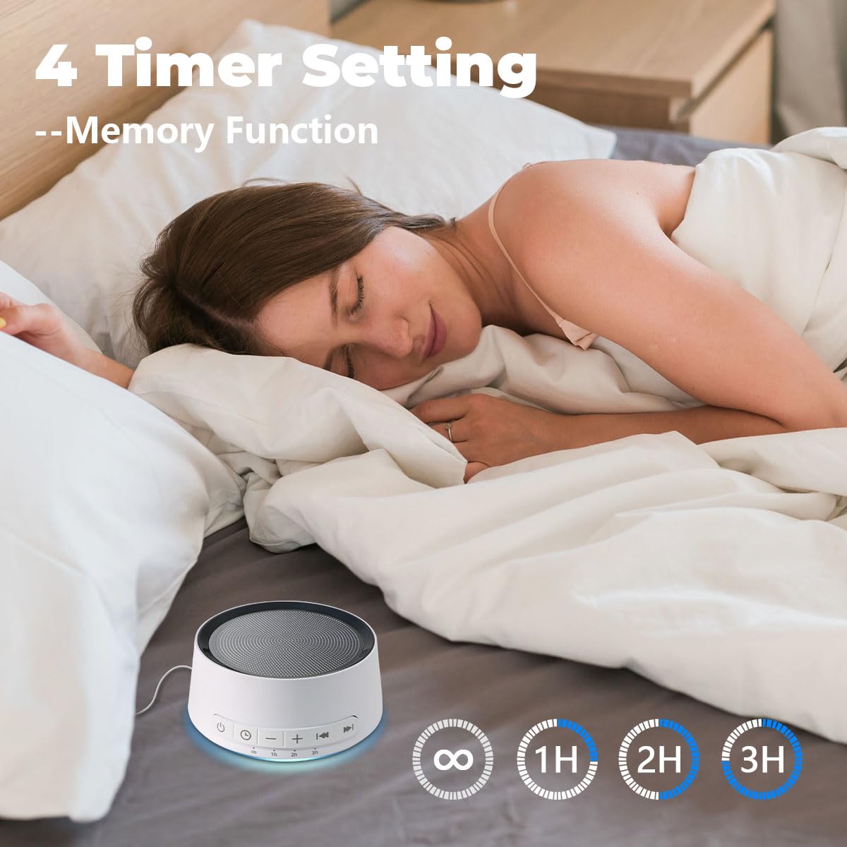 SoundMe: temporisation 1h-2h-3h pour sieste et méditation.
