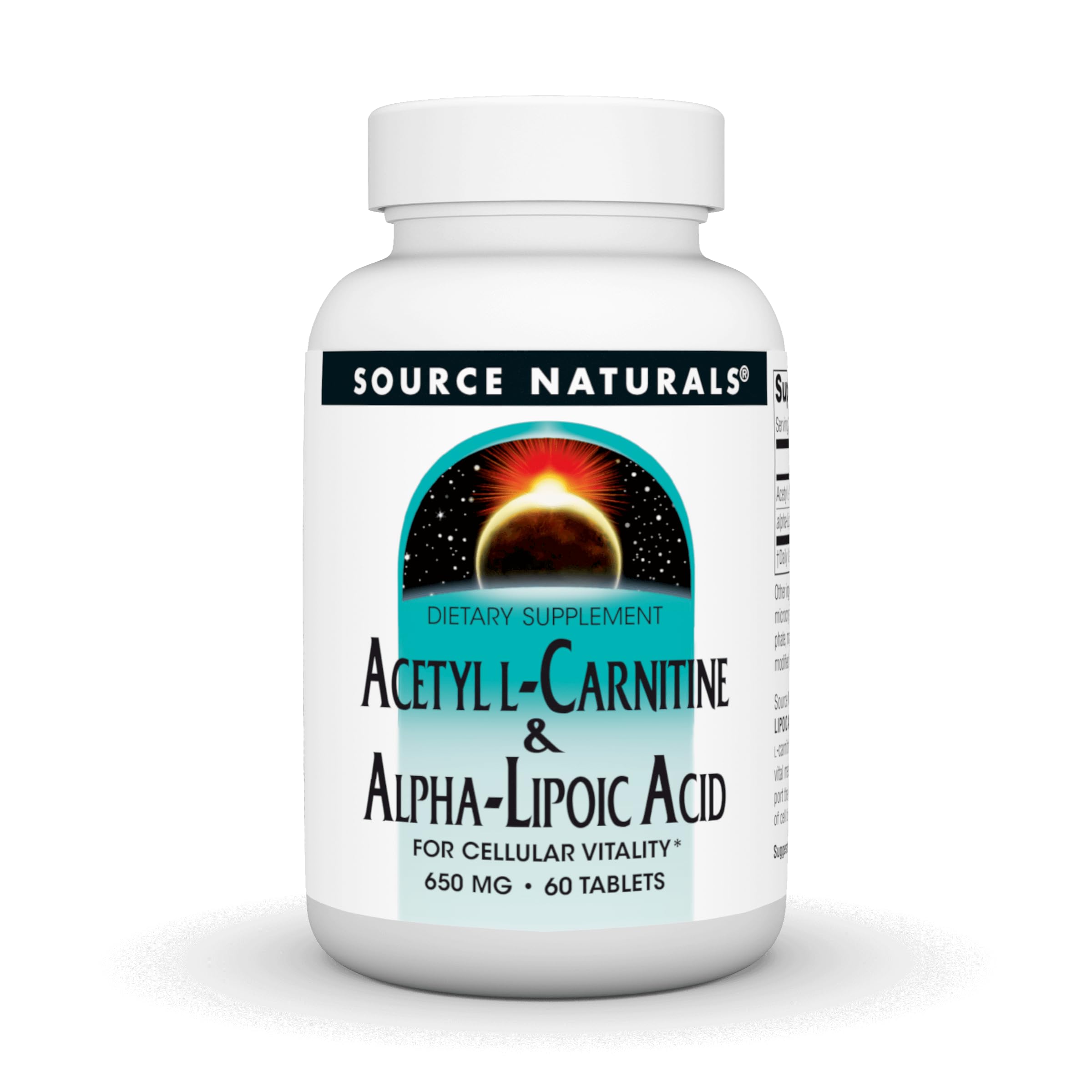 Source Naturals Acétyl L-Carnitine en boîte, comprimés facilement intégrables à la routine.
