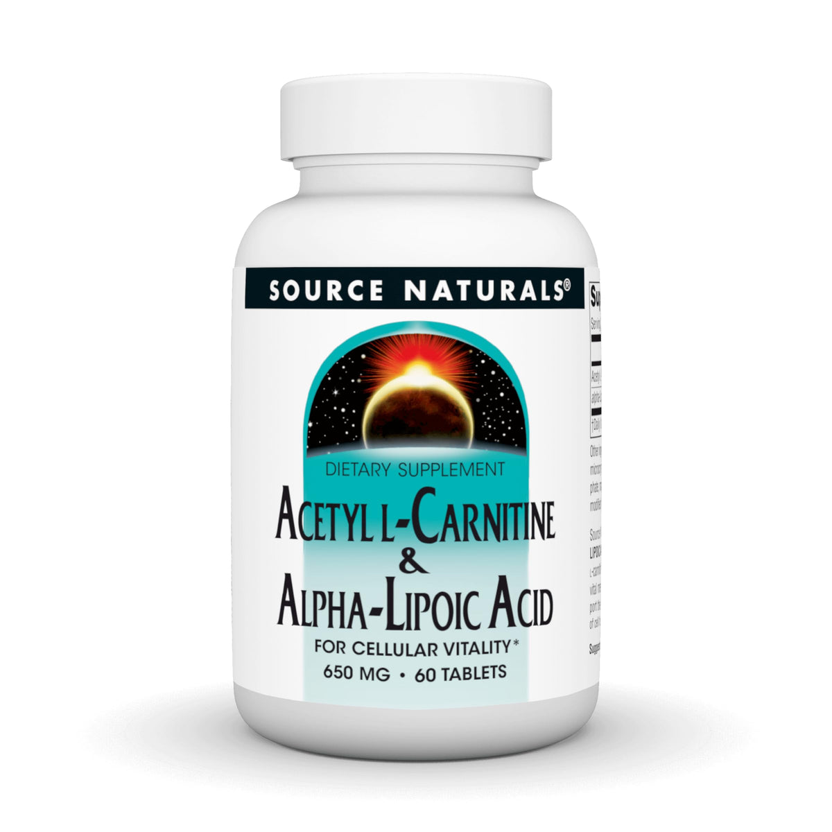 Source Naturals Acétyl L-Carnitine en boîte, comprimés facilement intégrables à la routine.