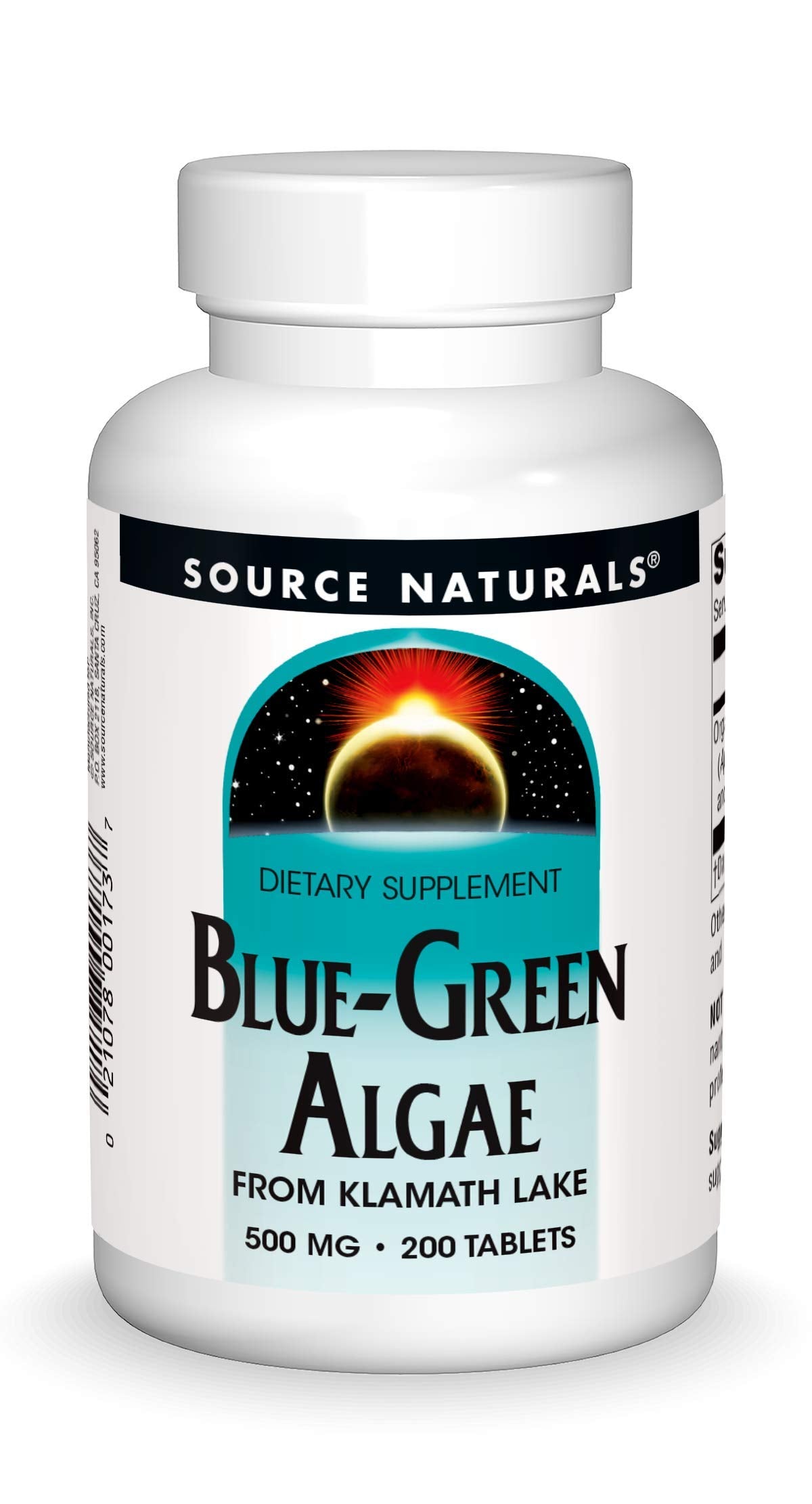 Source Naturals algue bleue en bouteille pour une prise quotidienne pratique.
