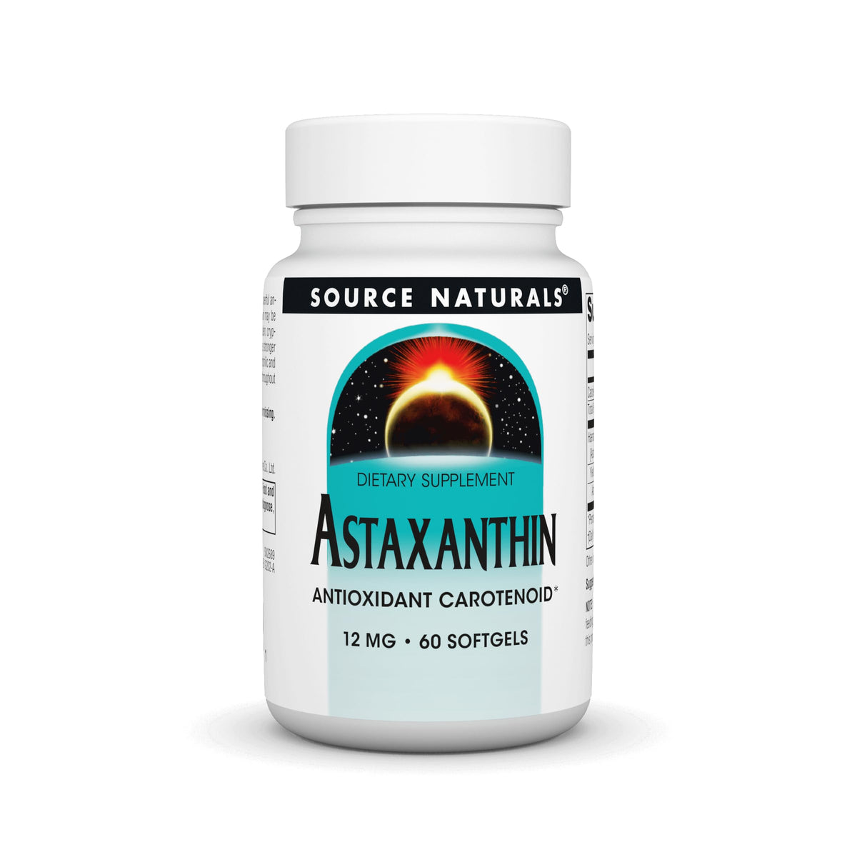 Source Naturals Astaxanthine en bouteille, pour une routine antioxydante.